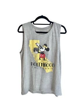 Disney Mickey Mouse Graphic Sleeveless Tank Top in Heather Gray, HOLLYWOOD, XXL